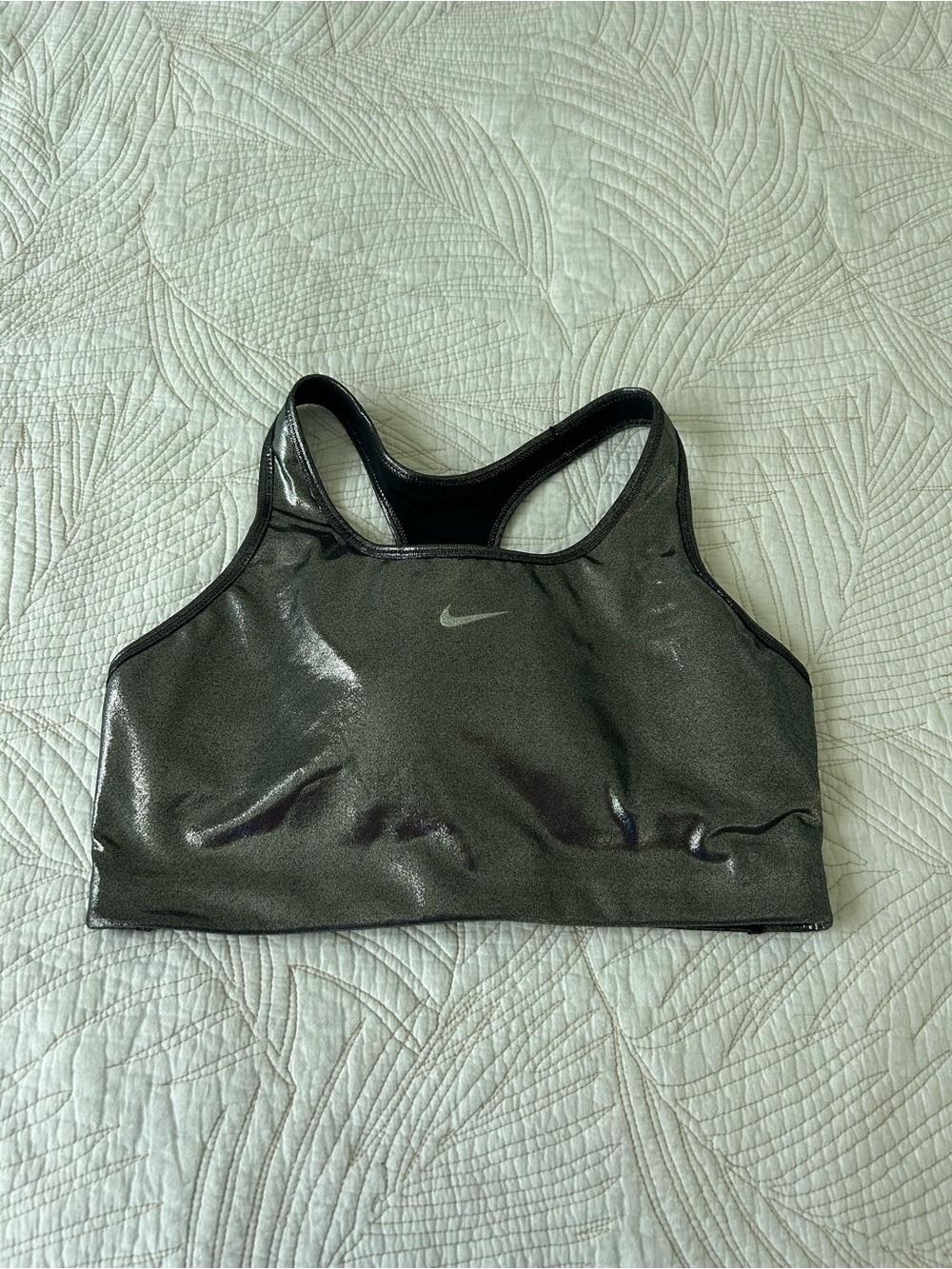 Nike Women's Metallic Charcoal Racerback Sports Bra